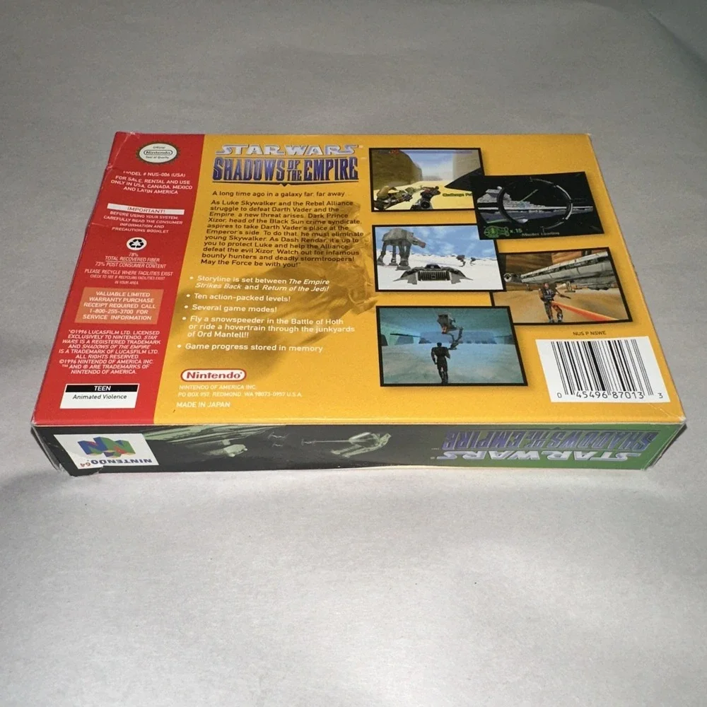 Star Wars: Shadows of the Empire (Nintendo 64 N64) Authentic Box + Game + Manual